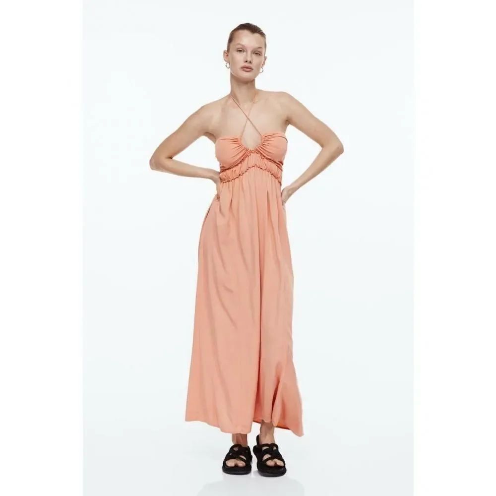 H&M Strapless Peach Maxi Dress